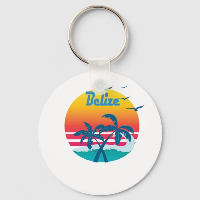 Belize, summer retro vintage keychain (Front)