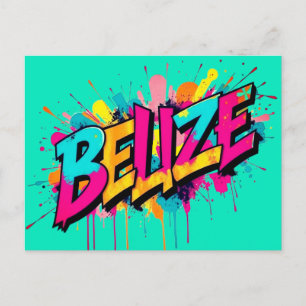 Belize teal graffiti style greeting Postcard