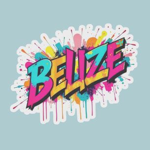 Belize teal graffiti style travel vacation 