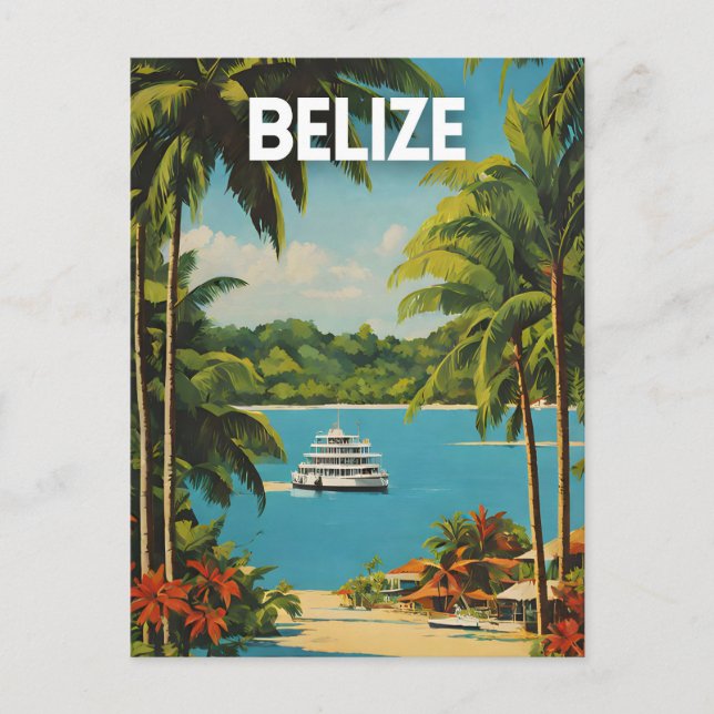 Belize Travel Art Poster Postcard (Front)