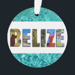 Belize Tropical Beach Blue Ocean Christmas Ornament<br><div class="desc">Display your love for the country of Belize this holiday season with this Christmas ornament featuring photos of Ambergris Caye,  Caye Caulker,  and Mayan ruins imposed over a tropical blue ocean background.</div>