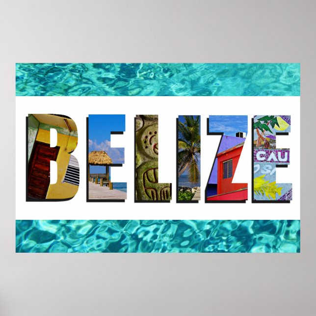 Belize Tropical Beach Blue Ocean Travel Photo Poster (Front)