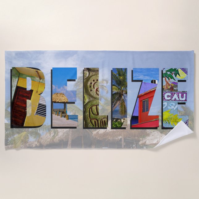 Belize Tropical Beach Blue Ocean Travel Photo Towel (Front)