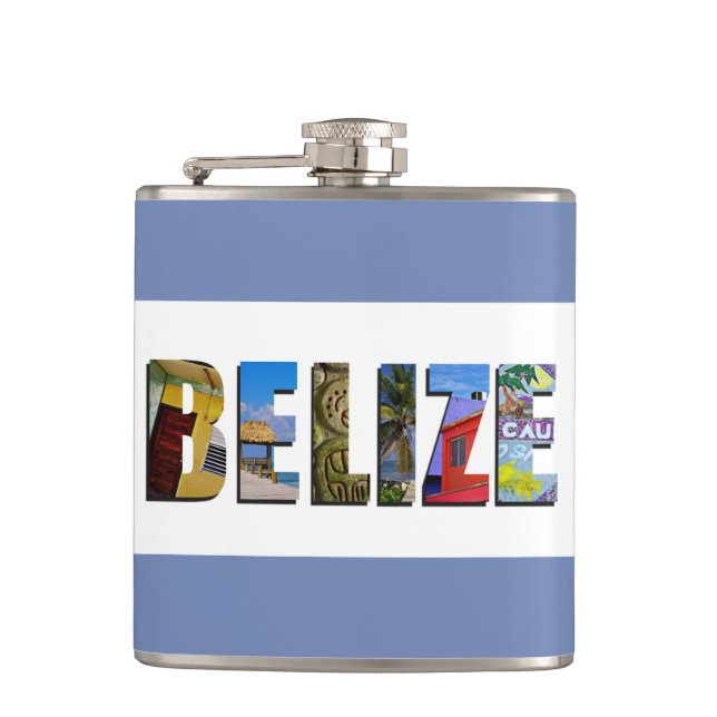Belize Tropical Beach Blue Ocean Travel Photos Hip Flask (Front)