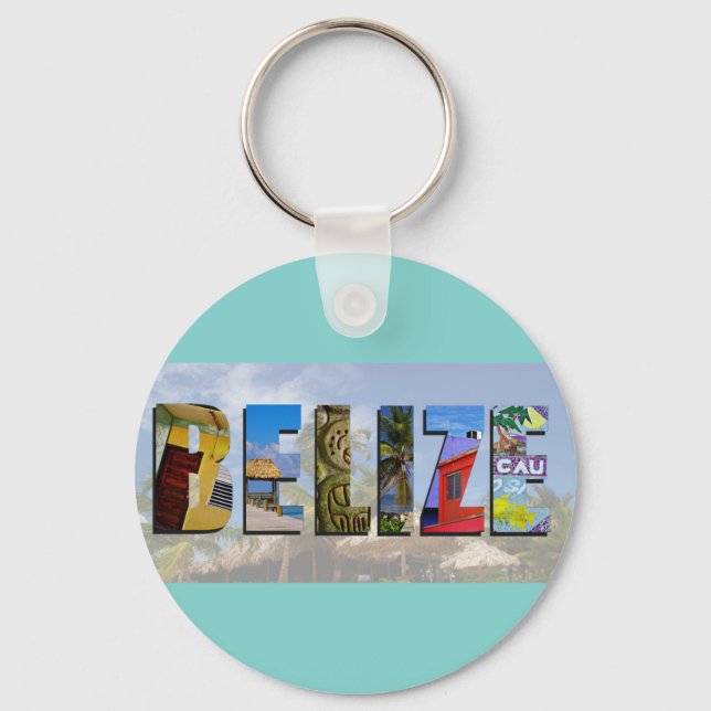 Belize Tropical Beach Blue Ocean Travel Photos Keychain (Front)