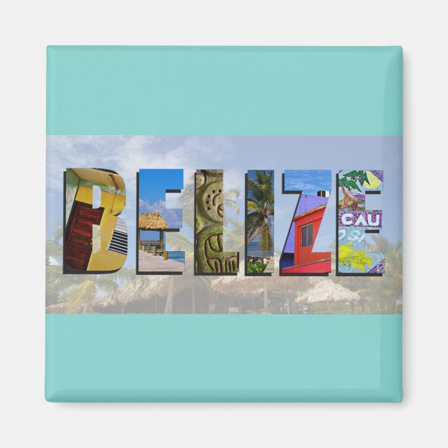 Belize Tropical Beach Blue Ocean Travel Photos Magnet (Front)