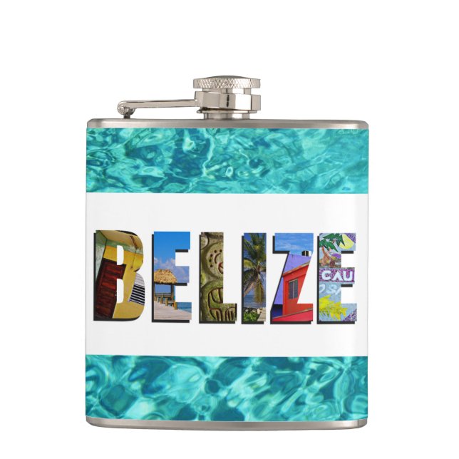 Belize Tropical Blue Ocean Travel Photos Hip Flask (Front)