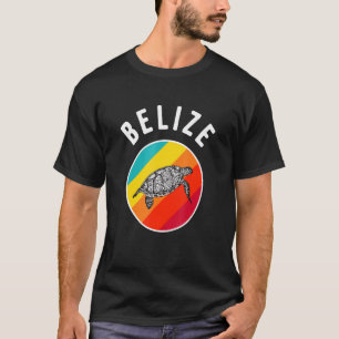 Belize Vacation Souvenir Colourful Retro Turtle Im T-Shirt