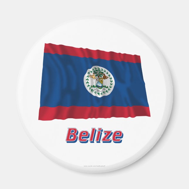 Belize Waving Flag with Name Magnet (Front)