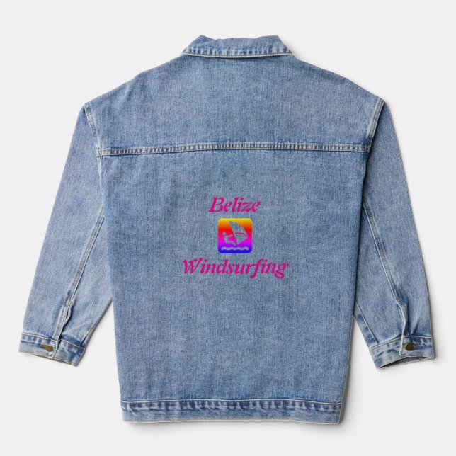 Belize Windsurfing (Ambergris Caye) Rainbow Denim Jacket (Back)
