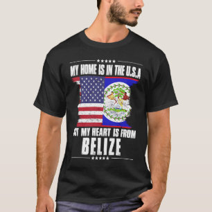 Belizean American Patriot Grown Proud Home Heart U T-Shirt