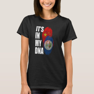 Belizean And Chinese Mix DNA Flag Heritage T-Shirt