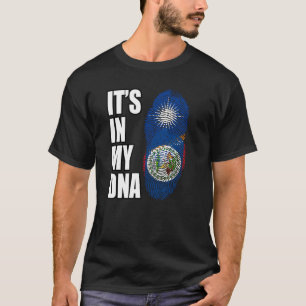 Belizean And Marshallese Mix DNA Heritage Flag T-Shirt