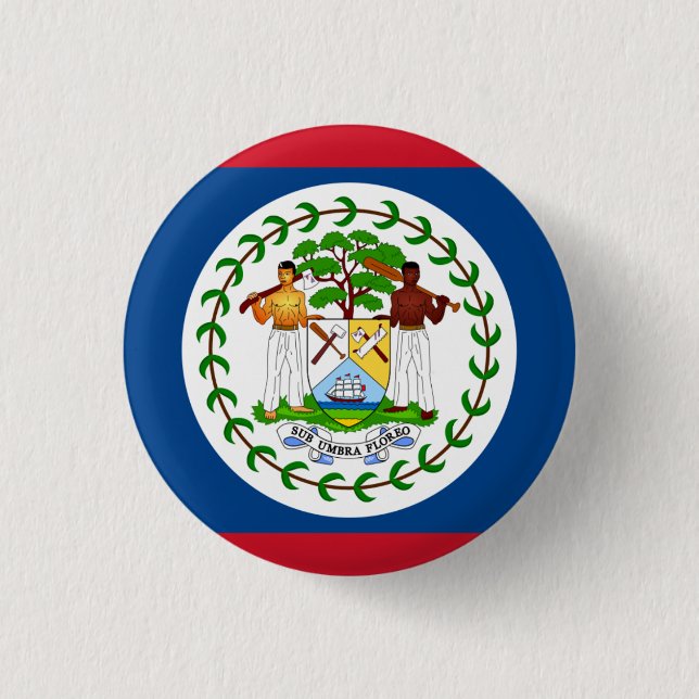 Belizean Flag, Flag of Belize 1 Inch Round Button (Front)