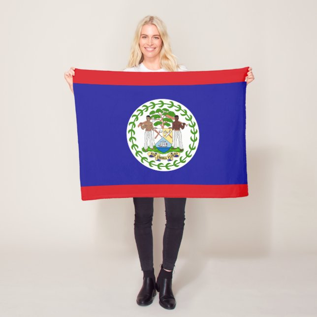 Belizean Flag Fleece Blanket (In Situ)
