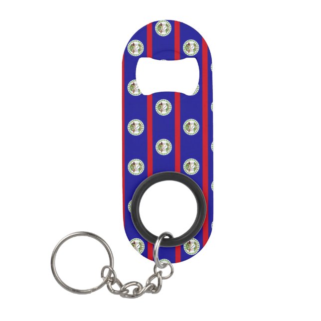 Belizean Flag Keychain Bottle Opener (Front)