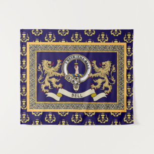 Bell Clan Badge Personalized Blue Tapestry