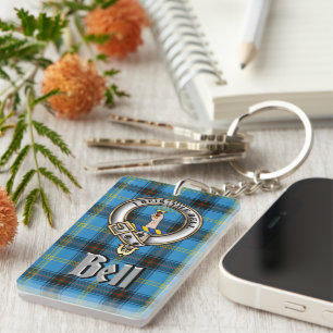 Bell Clan Badge/Tartan Rectangle Keychain