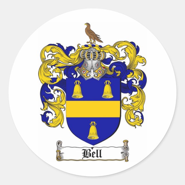BELL FAMILY CREST -  BELL COAT OF ARMS CLASSIC ROUND STICKER (Front)
