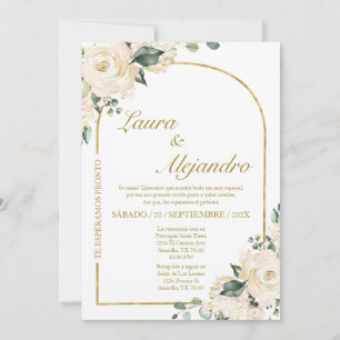 Bell frame Floral bouquet  Wedding Spanish Invitation
