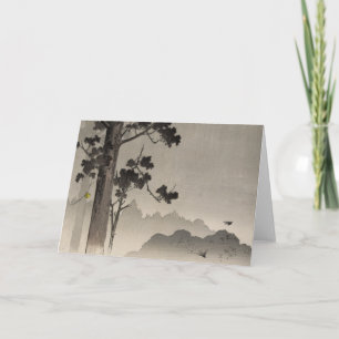 Bell hanging from a tree - Japanese Woodblock Card
