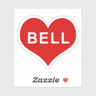 BELL NAME Red Love Heart Vinyl Sticker