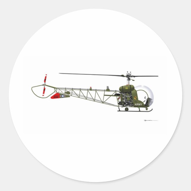 Bell OH-13 Sioux Classic Round Sticker (Front)