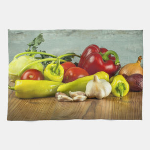 Bell Pepper Onion and Garlic Kitchen Towels