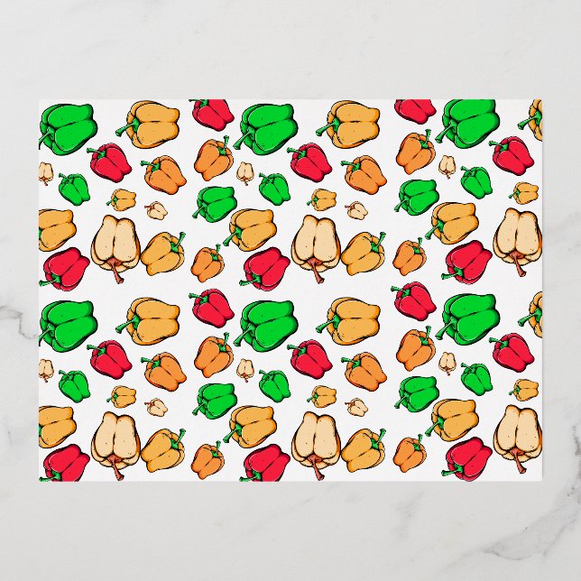 bell pepper pattern with christmas colours for kid foil holiday postcard (Front)