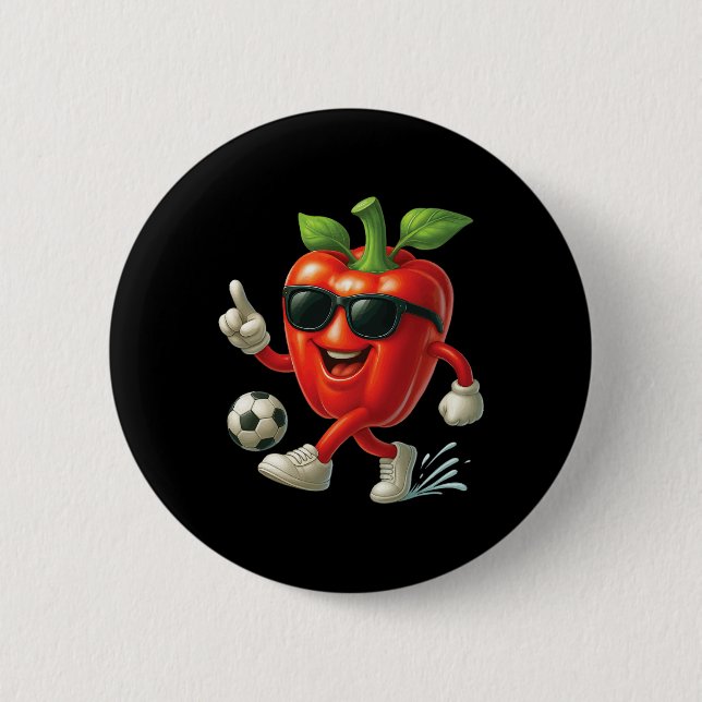 Bell Pepper Soccer  2 Inch Round Button (Front)
