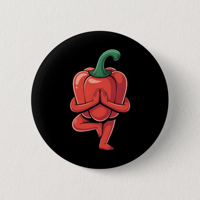 Bell Pepper Yoga  2 Inch Round Button (Front)
