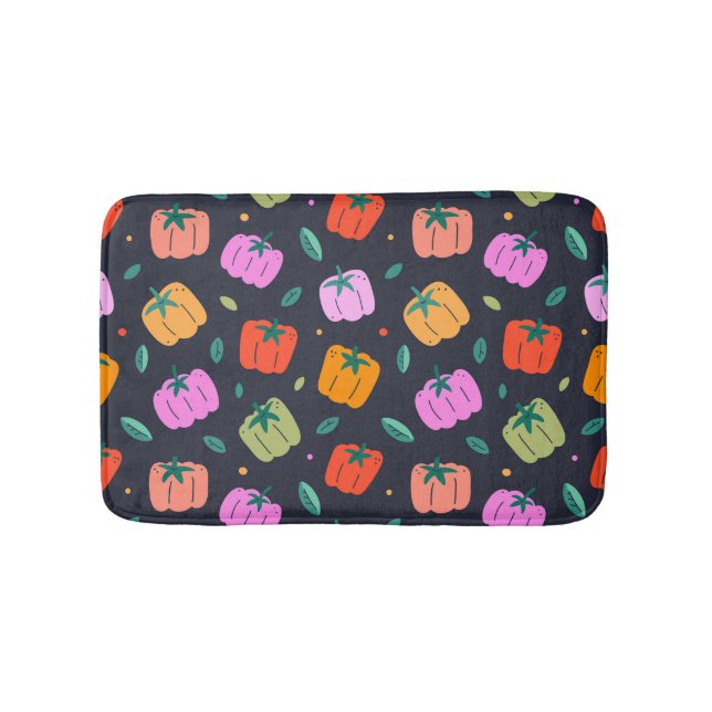 Bell Peppers Hand Drawn Vegetable Bath Mat (Front)