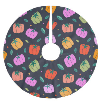 Bell Peppers Hand Drawn Vegetable Brushed Polyester Tree Skirt