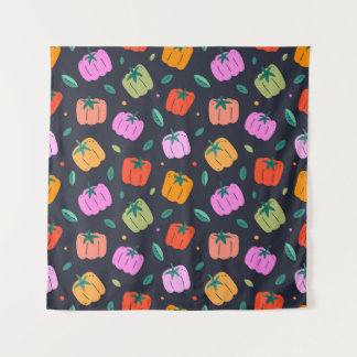 Bell Peppers Hand Drawn Vegetable Tapestry