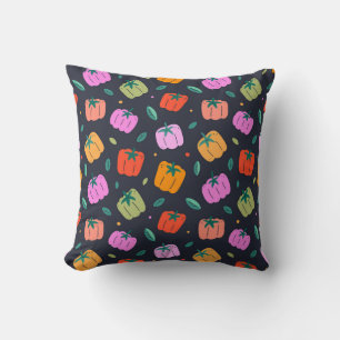 Bell Peppers Hand Drawn Vegetable Throw Pillow