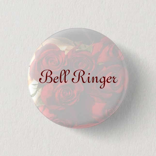 "Bell Ringer" - Red Rose Bouquet (1) 1 Inch Round Button (Front)