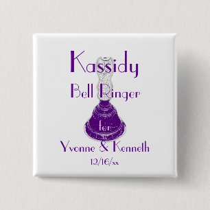 "Bell Ringer" w/ Names and Wedding Date 2 Inch Square Button
