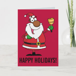 Bell Ringing Black Santa Claus Holiday Card