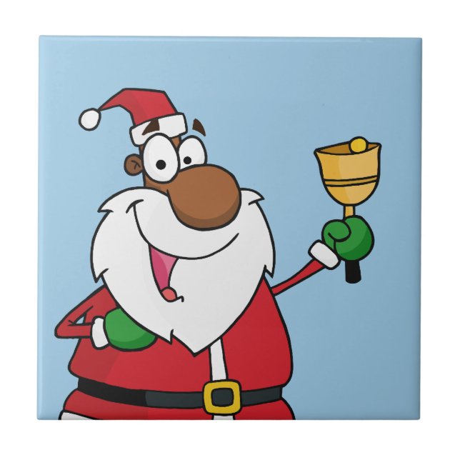 Bell Ringing Black Santa Claus Tile (Front)