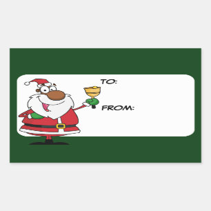 Bell Ringing Black Santa Gift Tag Sticker