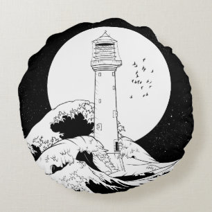 Bell Rock lighthouse Round Pillow