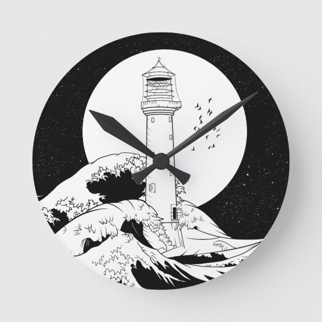 Bell Rock lighthouse Scotland Round Clock (Front)