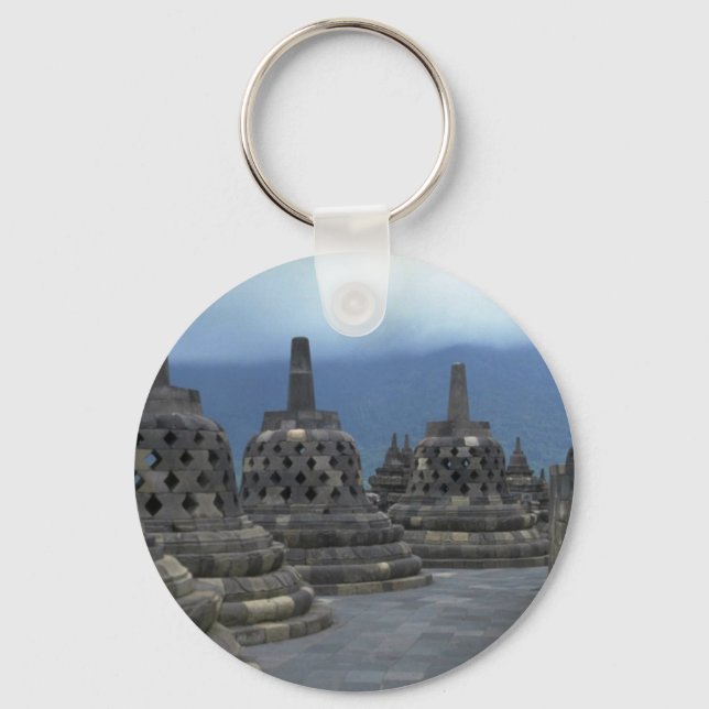 Bell structures, Borobudur, Java, Indonesia Keychain (Front)