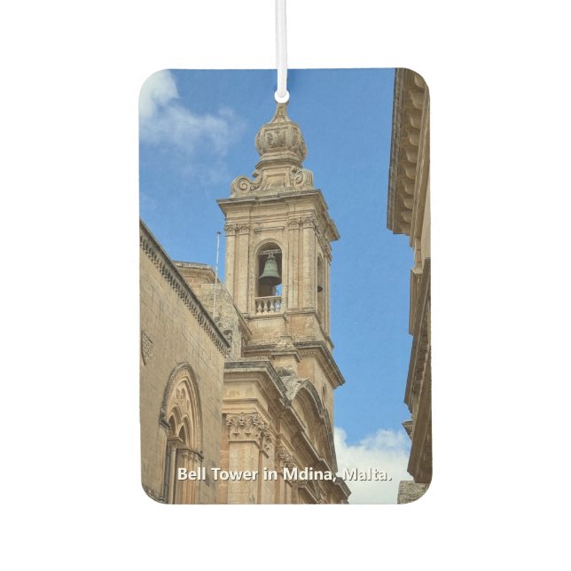 Bell Tower in Mdina, Malta. Air Freshener (Front)