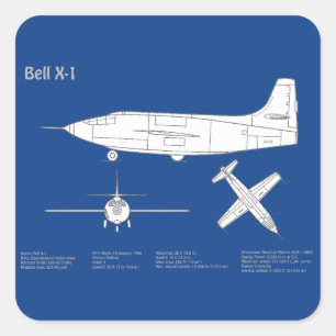 Bell X-1 - Airplane Blueprint Plans ABD Square Sticker