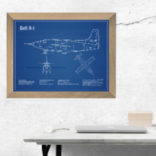 Bell X-1 - Airplane Blueprint Plans AD Photo Print