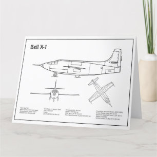 Bell X-1 - Airplane Blueprint Plans BD Thank You Card