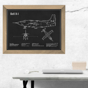 Bell X-1 - Airplane Blueprint Plans PD Photo Print