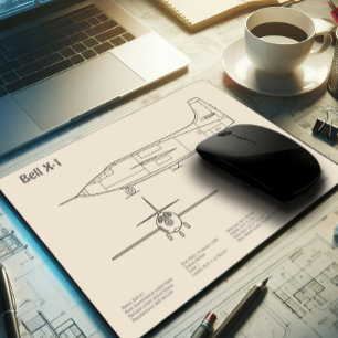 Bell X-1 - Airplane Blueprint Plans SD Mouse Pad