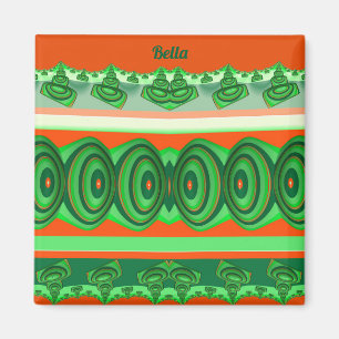 BELLA ~ 3D Fractal Design red green white ~ Magnet